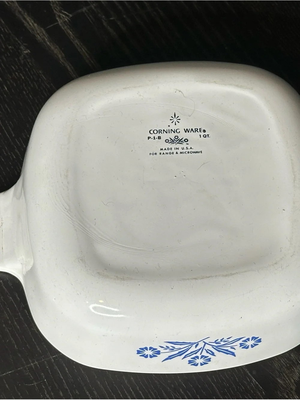 Corningware White Covered Casserole with Blue Logo and Floral Mark - Picture 9 of 12